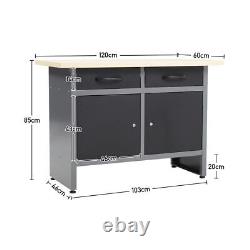 120CM Garage Work Table Tool Cabinet Chest Workbench With Storage Shelf 4 Drawer