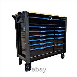 12 Drawer XXL Tool Chest Trolley With 6 Drawers Full Of Tools Plus Wood Top