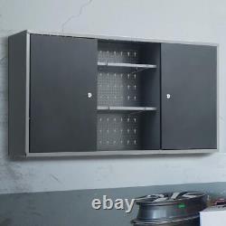 1-3 Door Wall Cabinet Metal Garage Storage Chest Box Tool Cupboard Unit Workshop