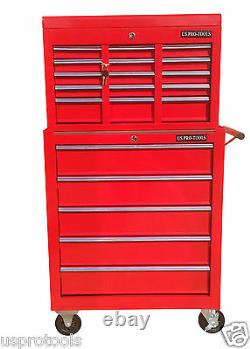 254 Us Pro Tools Red 14 Ball Bearing Drawers Tool Chest Box Roller Cabinet