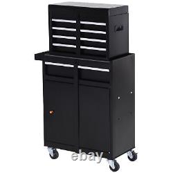 2 in 1 Metal Tool Cabinet Cart Storage Box Cabinet with 5 Drawers Pegboard Chest