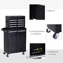 2 in 1 Metal Tool Cabinet Storage Box Cabinet 5 Drawers Pegboard Chest