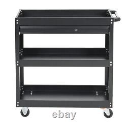 3 Tier Tool Storage Cart With Drawer &Key Portable Trolley Garage Tool Box Chest