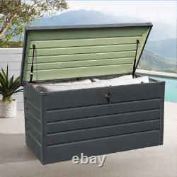 400L Large Metal Steel Storage Chest Container Box Garden Bench Tools Box Trunk