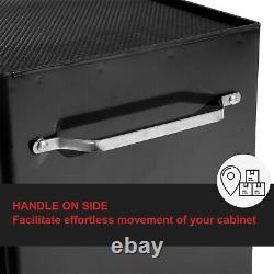 5-Drawer Lockable Steel Tool Storage Cabinet with Wheels Handle 2 Keys Black