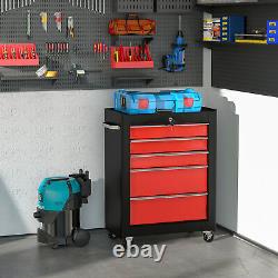 5-Drawer Metal Tool Chest Steel Tools Storage Cabinet on Wheels Garage Workshop