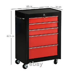 5-Drawer Metal Tool Chest Steel Tools Storage Cabinet on Wheels Garage Workshop