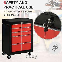 5-Drawer Metal Tool Chest Steel Tools Storage Cabinet on Wheels Garage Workshop