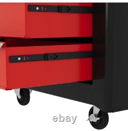 5-Drawer Tool Chest Steel Lockable Tool Storage Cabinet with Wheels & 2 Keys Red