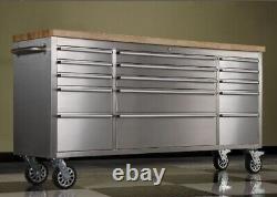 72 15 Drawer Stainless Steel Work Bench Tool Box Chest Cabinet + Free Tool Foam