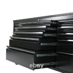 72 Black Powder Coated 15 Drawer Work Bench Tool Box Chest Cabinet + Free Foam