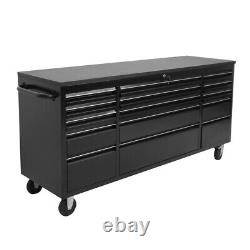 72 Black Powder Coated 15 Drawer Work Bench Tool Box Chest Cabinet + Free Foam