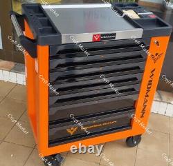 7/6 ToolBox with Tools Steel Workshop Storage Chest Carrier Tool Trolley Cabinet