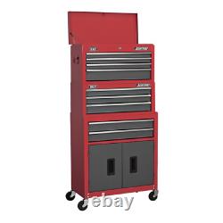AP2200BBSTACK Topchest, Mid-Box Tool Chest & Rollcab 9 Drawer Stack Red