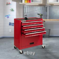 AREBOS Roller Tool Cabinet Storage 4 Drawers Toolbox Tool Chest, Trolley Red