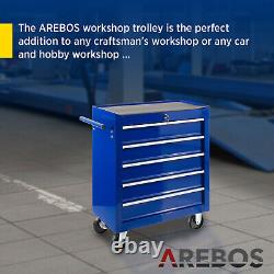 AREBOS Roller Tool Cabinet Storage 5 Drawers Toolbox Tool Chest, Trolley Blue