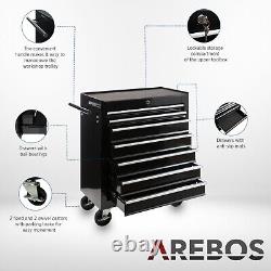 AREBOS Roller Tool Cabinet Storage 7 Drawers Toolbox Tool Chest, Trolley Black