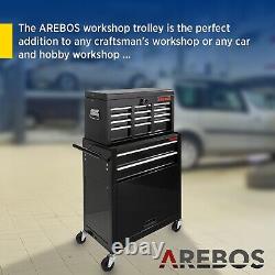 AREBOS Roller Tool Cabinet Storage 9 Drawers Toolbox Tool Chest, Trolley Black