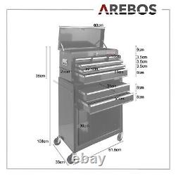 AREBOS Roller Tool Cabinet Storage 9 Drawers Toolbox Tool Chest, Trolley Black