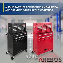 AREBOS Roller Tool Cabinet Storage 9 Drawers Toolbox Tool Chest, Trolley Black