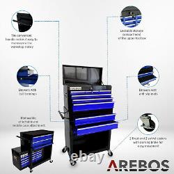 AREBOS Roller Tool Cabinet Storage 9 Drawers Toolbox Tool Chest, Trolley Blue