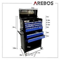 AREBOS Roller Tool Cabinet Storage 9 Drawers Toolbox Tool Chest, Trolley Blue