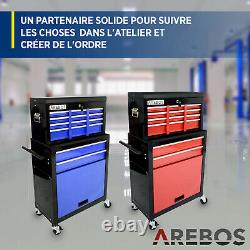 AREBOS Roller Tool Cabinet Storage 9 Drawers Toolbox Tool Chest, Trolley Blue