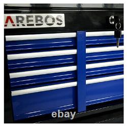 AREBOS Roller Tool Cabinet Storage 9 Drawers Toolbox Tool Chest, Trolley Blue