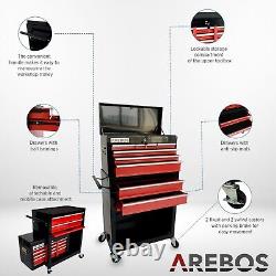 AREBOS Roller Tool Cabinet Storage 9 Drawers Toolbox Tool Chest, Trolley Red