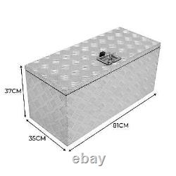 Aluminium Tool Box 102L Lockable Chest 2 Keys Trailer Truck Van Locker Boxes