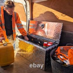 Aluminium Tool Box 102L Lockable Chest 2 Keys Trailer Truck Van Locker Boxes