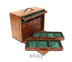 Antique Wooden Engineers Toolbox / Tool Box / Collectors Storage Cabinet Chest
