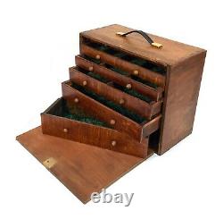 Antique Wooden Engineers Toolbox / Tool Box / Collectors Storage Cabinet Chest