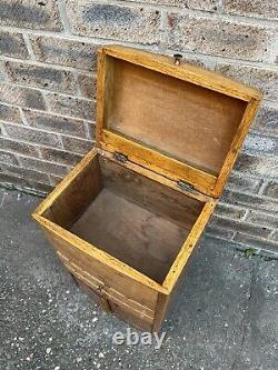 Antique Wooden Oak Engineers Toolbox / Tool Box / Cabinet Chest