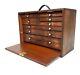 Antique Wooden Union Engineers Toolbox / Tool Box / Cabinet Chest With Key