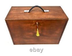 Antique Wooden Union Engineers Toolbox / Tool Box / Cabinet Chest with Key