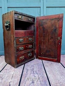 Antique scratch built pine tool chest