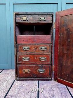 Antique scratch built pine tool chest