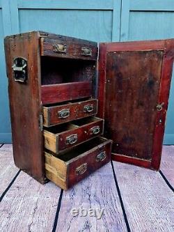 Antique scratch built pine tool chest