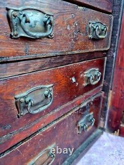 Antique scratch built pine tool chest