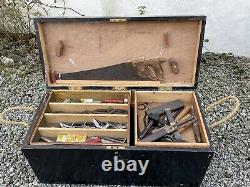 Antique, vintage carpenters tool chest full of vintage tools