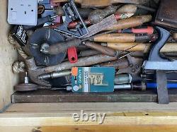 Antique, vintage carpenters tool chest full of vintage tools