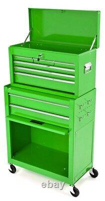 BIKETEK Kawasaki Green Mechanics Steel Rolling Toolbox Chest & Cabinet Set