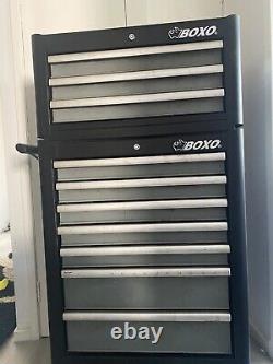 BOXO TOOLS Chest Box Roller Cabinet with Drawer Dividers Black