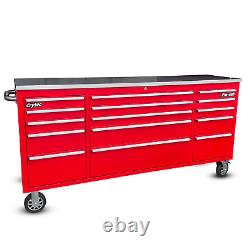 CRYTEC Pro Cab 72in Red Stainless Steel Drawer Work Bench Tool Box Chest Cabinet