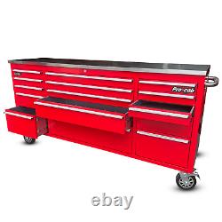 CRYTEC Pro Cab 72in Red Stainless Steel Drawer Work Bench Tool Box Chest Cabinet