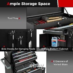 Costway 6-Drawer Rolling Tool Chest 2-in-1 Heavy-Duty Tool Storage Cabinet