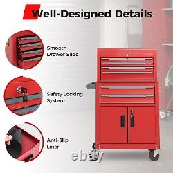 Costway 6-Drawer Rolling Tool Chest 2-in-1 Heavy-Duty Tool Storage Cabinet