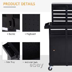 DURHAND 2 in 1 Metal Tool Cabinet Storage Box Cabinet 5 Drawers Pegboard Chest