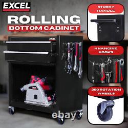 Excel Roller Tool Cabinet Storage Chest Box Garage Workshop 8 Drawers Black